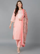 Women Cotton Solid Kurta Trousers With-VKSKD1184A